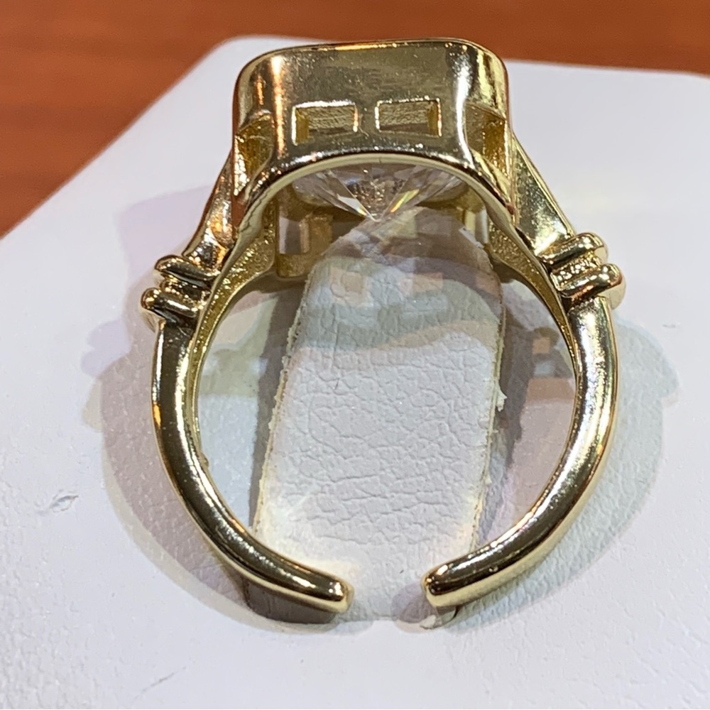 18k yellow gold-plated on base metal ring with square-cut gemstone - Picture 10 of 11